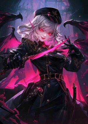 Dark Fantasy Vampire Commander Art Print - Premium Wooden Framed Poster. Ready to Hang.