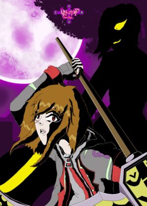 Wraith of the Lost Soul: Anime-Style Digital Art Print - Premium Wooden Framed Poster. Ready to Hang.