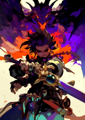 Demon Slayer: Fiery Embrace of the Night - Premium Wooden Framed Poster. Ready to Hang.