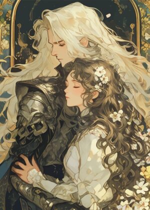 Romantic Anime Couple Art Print - Premium Wooden Framed Poster. Ready to Hang.