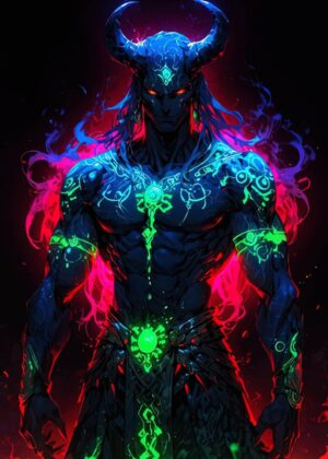Demonic Warrior: Digital Art Print - Premium Wooden Framed Poster. Ready to Hang.