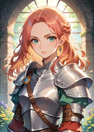 Marleya Bolling: Anime Knight Girl Art Print - Premium Wooden Framed Poster. Ready to Hang.
