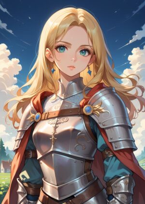 Baylee Shaed's Blonde Knight Anime Art Print - Premium Wooden Framed Poster. Ready to Hang.