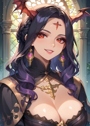 Lexia Yew: Spark Demon - Anime Art Print - Premium Wooden Framed Poster. Ready to Hang.