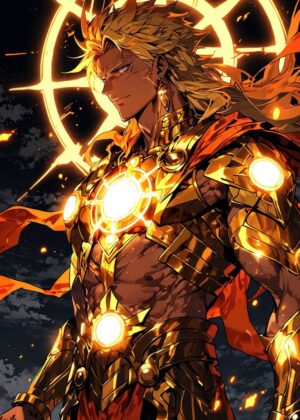 Golden Warrior: A Majestic Artwork of Power and Glory - Premium Wooden Framed Poster. Ready to Hang.