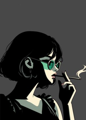 Cool Girl with Sunglasses: A Stylish and Edgy Art Print - Premium Wooden Framed Poster. Ready to Hang.