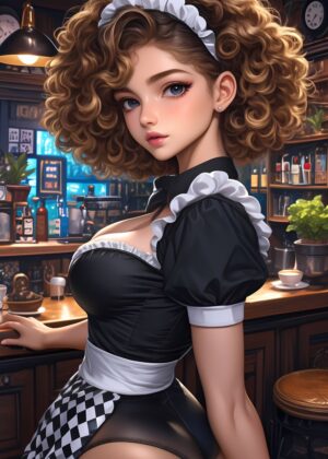 Anime Maid Cafe Art Print - Premium Wooden Framed Poster. Ready to Hang.