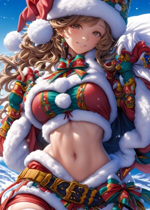 Anime Christmas Girl Art Print - Premium Wooden Framed Poster. Ready to Hang.