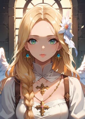 Airvukian Princess: Angelic Beauty Digital Art Print - Premium Wooden Framed Poster. Ready to Hang.