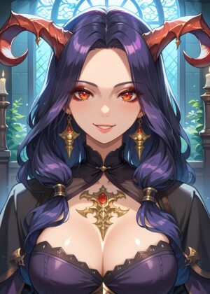 Lexia Yew - Spark Demon: Stunning Anime Artwork Print - Premium Wooden Framed Poster. Ready to Hang.