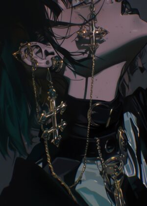 Dark Anime Girl Art Print - Premium Wooden Framed Poster. Ready to Hang.