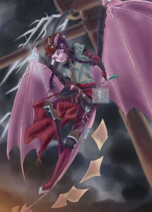 Winged Warrior: Fantasy Art Print - Premium Wooden Framed Poster. Ready to Hang.