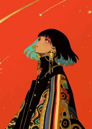Anime Girl Pt. 3: Celestial Dreams - Premium Wooden Framed Poster. Ready to Hang.