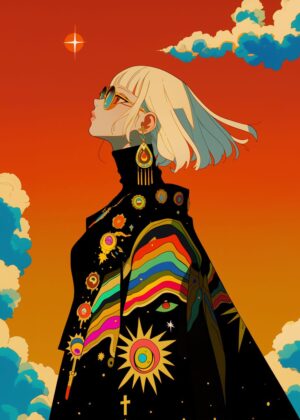 Celestial Gaze: A Dreamy Art Print - Premium Wooden Framed Poster. Ready to Hang.