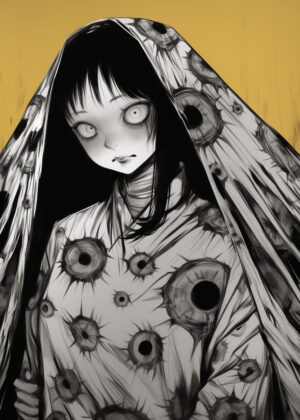 Eyes of Horror: A Disturbingly Beautiful Artwork - Premium Wooden Framed Poster. Ready to Hang.