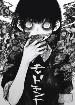 Eyes of Fear: A Monochrome Masterpiece - Premium Wooden Framed Poster. Ready to Hang.