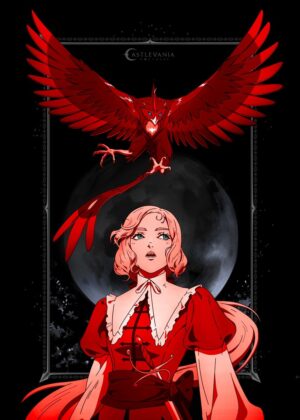 Maria: A Nocturne in Red - Premium Wooden Framed Poster. Ready to Hang.
