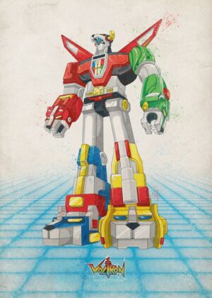 Voltron № 2: Retro 80s Anime Robot Art Print - Premium Wooden Framed Poster. Ready to Hang.