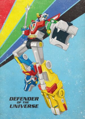 Voltron Defender of the Universe Retro Art Print - Premium Wooden Framed Poster. Ready to Hang.