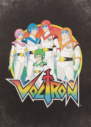 Vintage Voltron Team Art Print - Premium Wooden Framed Poster. Ready to Hang.