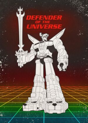 Voltron Defender of the Universe: Retro 80s Anime Artwork - Premium Wooden Framed Poster. Ready to Hang.