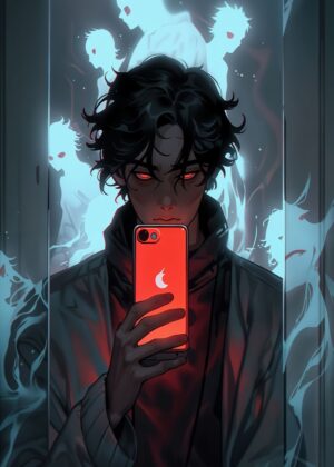 Mysterious Selfie: A Digital Art Print - Premium Wooden Framed Poster. Ready to Hang.