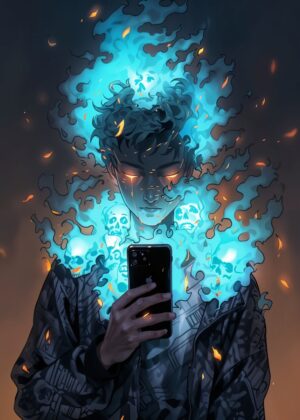 Silent Selfie: A Digital Ghost Story - Premium Wooden Framed Poster. Ready to Hang.