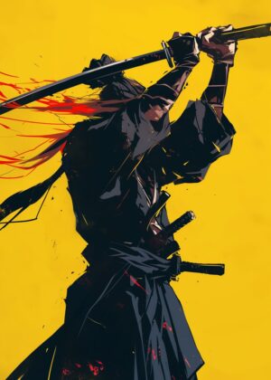 Samurai Warrior Art: Digital Print - Premium Wooden Framed Poster. Ready to Hang.