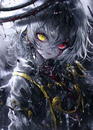 Bloody Angel Anime Art Print - Premium Wooden Framed Poster. Ready to Hang.