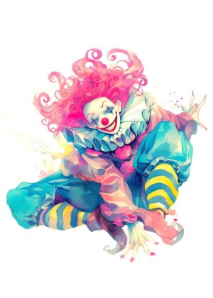 Clown the Nightmare: A Whimsical Yet Dark Artwork - Premium Wooden Framed Poster. Ready to Hang.
