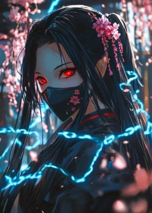 Nezuko Kamado Sakura Anime Art Print - Premium Wooden Framed Poster. Ready to Hang.