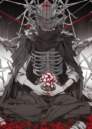 Dark Fantasy Skeletal Figure Artwork - Premium Wooden Framed Poster. Ready to Hang.