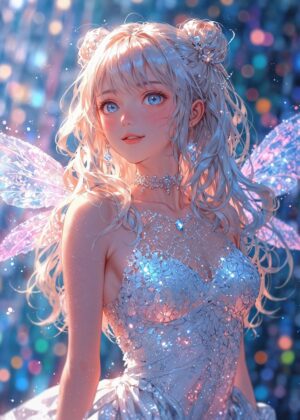 Enchanted Fairy: A Sparkling Digital Artwork - Premium Wooden Framed Poster. Ready to Hang.