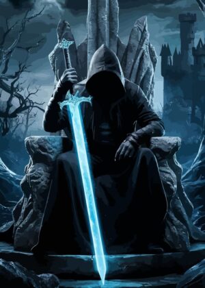 Dark Samurai: Anime Art of a Gloomy Warrior - Premium Wooden Framed Poster. Ready to Hang.