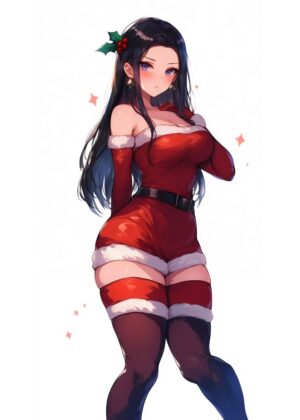Anime Girl Christmas Art Print - Premium Wooden Framed Poster. Ready to Hang.