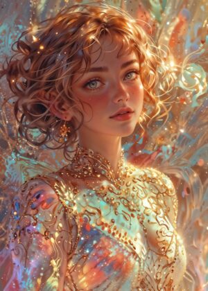 Golden Dream: A Fantasy Art Print - Premium Wooden Framed Poster. Ready to Hang.