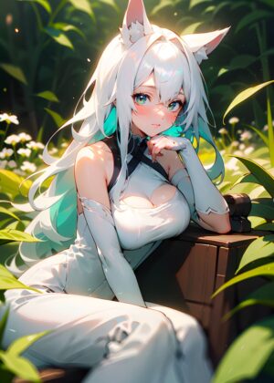 Anime Girl in Serene Nature - Premium Wooden Framed Poster. Ready to Hang.