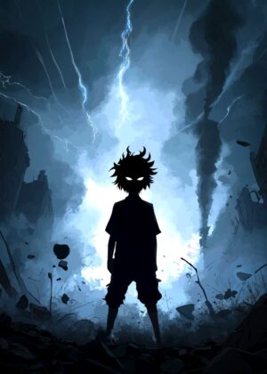 Silhouette in Storm: Vector Art Print - Premium Wooden Framed Poster. Ready to Hang.