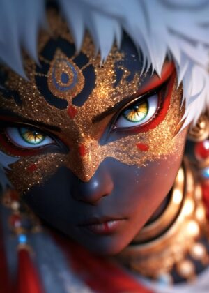 Golden Eyes: A Digital Art Masterpiece - Premium Wooden Framed Poster. Ready to Hang.