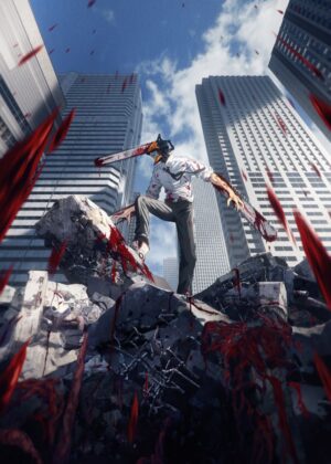 Chainsaw Man: Urban Action Artwork - Premium Wooden Framed Poster. Ready to Hang.