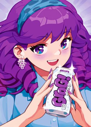 Gabby Grape: A Grog Girls Original Artwork - Premium Wooden Framed Poster. Ready to Hang.