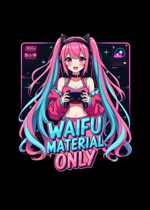 Pink Hair Gamer Girl Anime Art Print - Premium Wooden Framed Poster. Ready to Hang.
