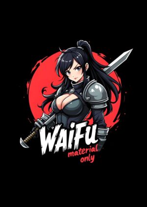 Black Female Knight Anime Waifu Art Print - Premium Wooden Framed Poster. Ready to Hang.