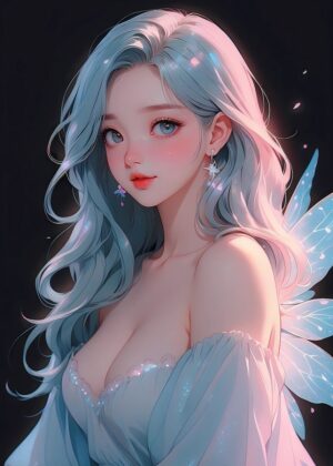 Ethereal Anime Fairy Girl Art Print - Premium Wooden Framed Poster. Ready to Hang.