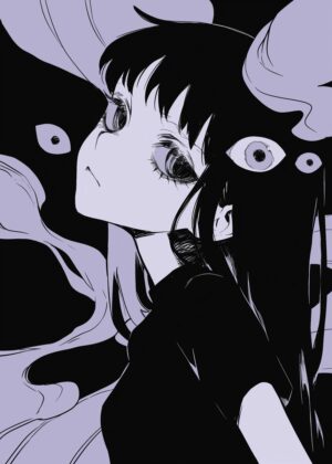 Anime Girl with Mystical Eyes Art Print - Premium Wooden Framed Poster. Ready to Hang.