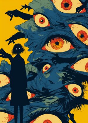 Eyes of Terror: A Surrealist Nightmare - Premium Wooden Framed Poster. Ready to Hang.