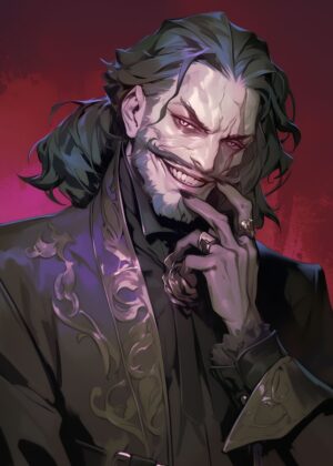 Mysterious Man with Intriguing Smile - Premium Wooden Framed Poster. Ready to Hang.