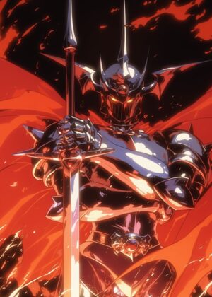 Emberforge Paladin: A Masterpiece of Fantasy Art - Premium Wooden Framed Poster. Ready to Hang.
