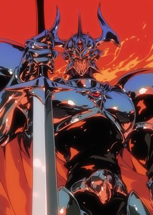 Dark Knight: A Fiery Masterpiece of Fantasy Art - Premium Wooden Framed Poster. Ready to Hang.