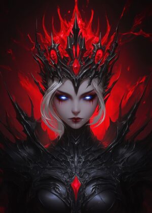 Dark Queen of the Underworld: A Masterpiece of Fantasy Art - Premium Wooden Framed Poster. Ready to Hang.